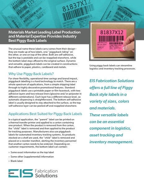 Application Profile - Piggy Back Labels