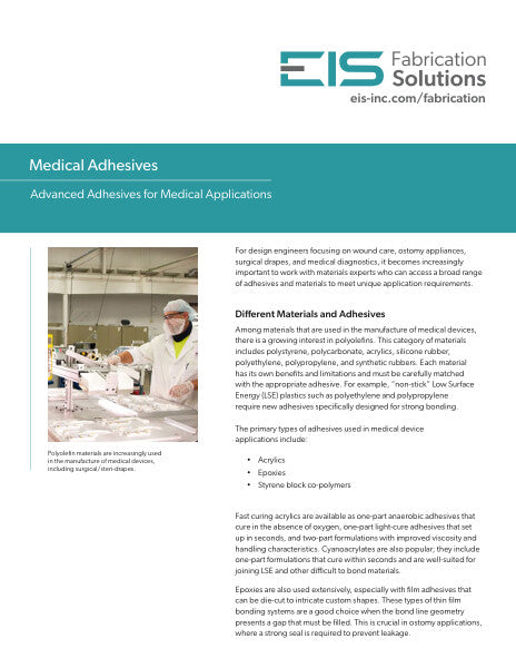 Application Sheet - Medical Adhesives