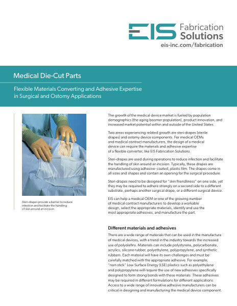 Application Sheet - Medical Die-Cut Parts