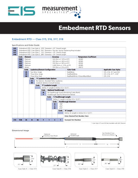 RTD Measurement Specialties - Embedment Sensor