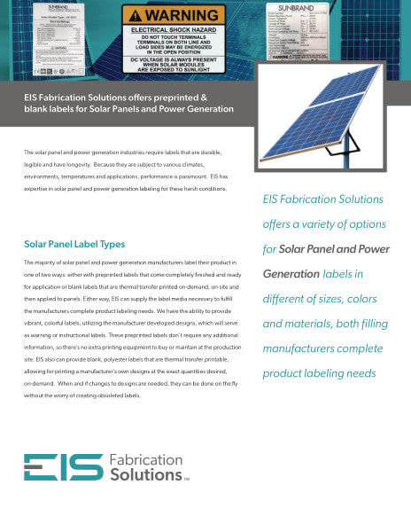 Labels for Solar Panels and Power Generation